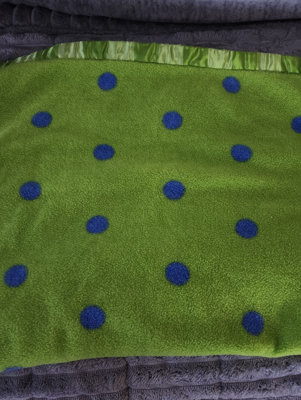 2004 JACK Rabbit Green Blue Plush Polka Dot  Baby Blanket